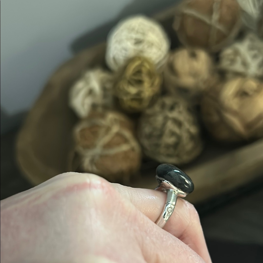 John Hardy Bamboo Orb Ring with Blue Labradorite in Silver Sterling, Size 7 - Picture 2 of 8